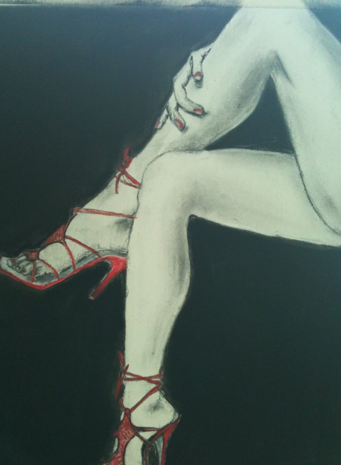 Legs with red shoes